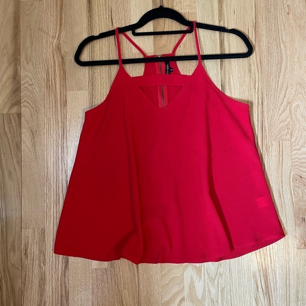 Papermoon Racerback Zip Back Red Tank Size Small